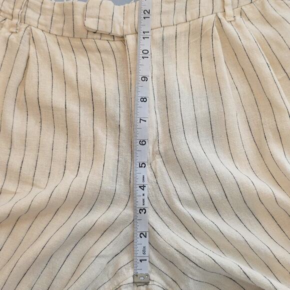 Womens Sz 16 Ivory Linen Blend High-Waisted Gauzy Wide Leg Striped Beachy Pants - Picture 8 of 10